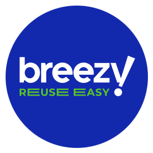 Логотип Breezy з написом Reuse Easy